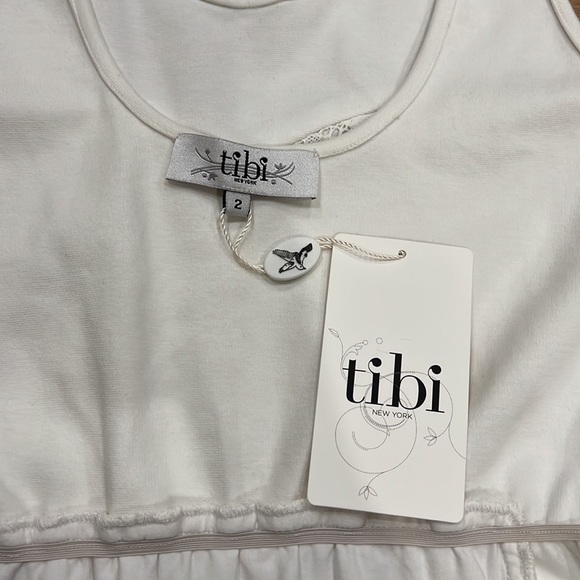NWT TIBI White Mini Tank Dress with Crochet/Lace Center Panel - 2 - Picture 8 of 15